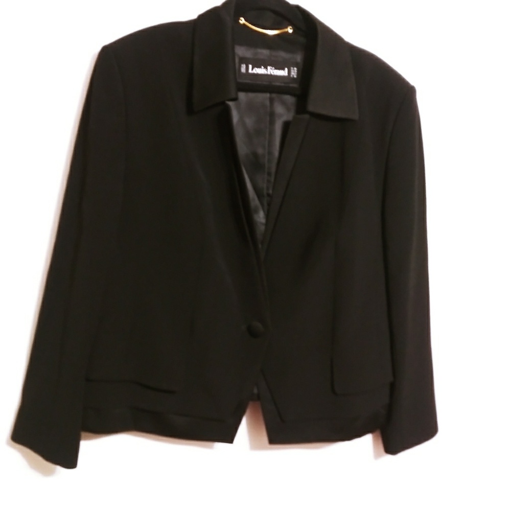 Louis Feraud black wool blazer/tuxedo jacket